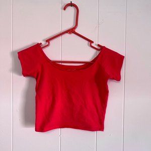 Wet Seal hot pink crop top, small, off the shoulders